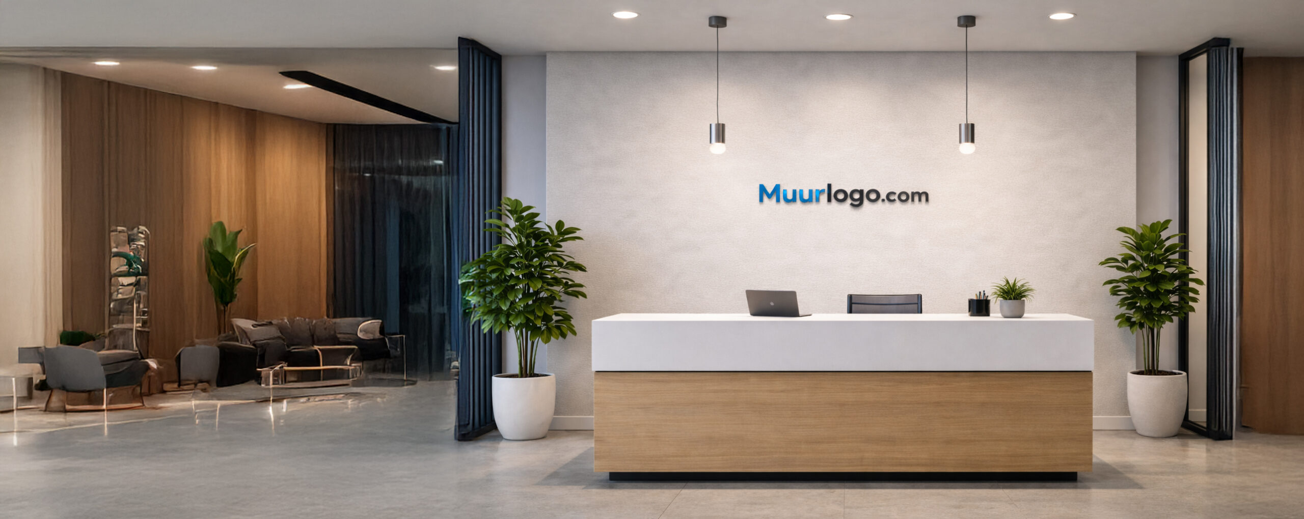 Impressie: receptie met muurlogo